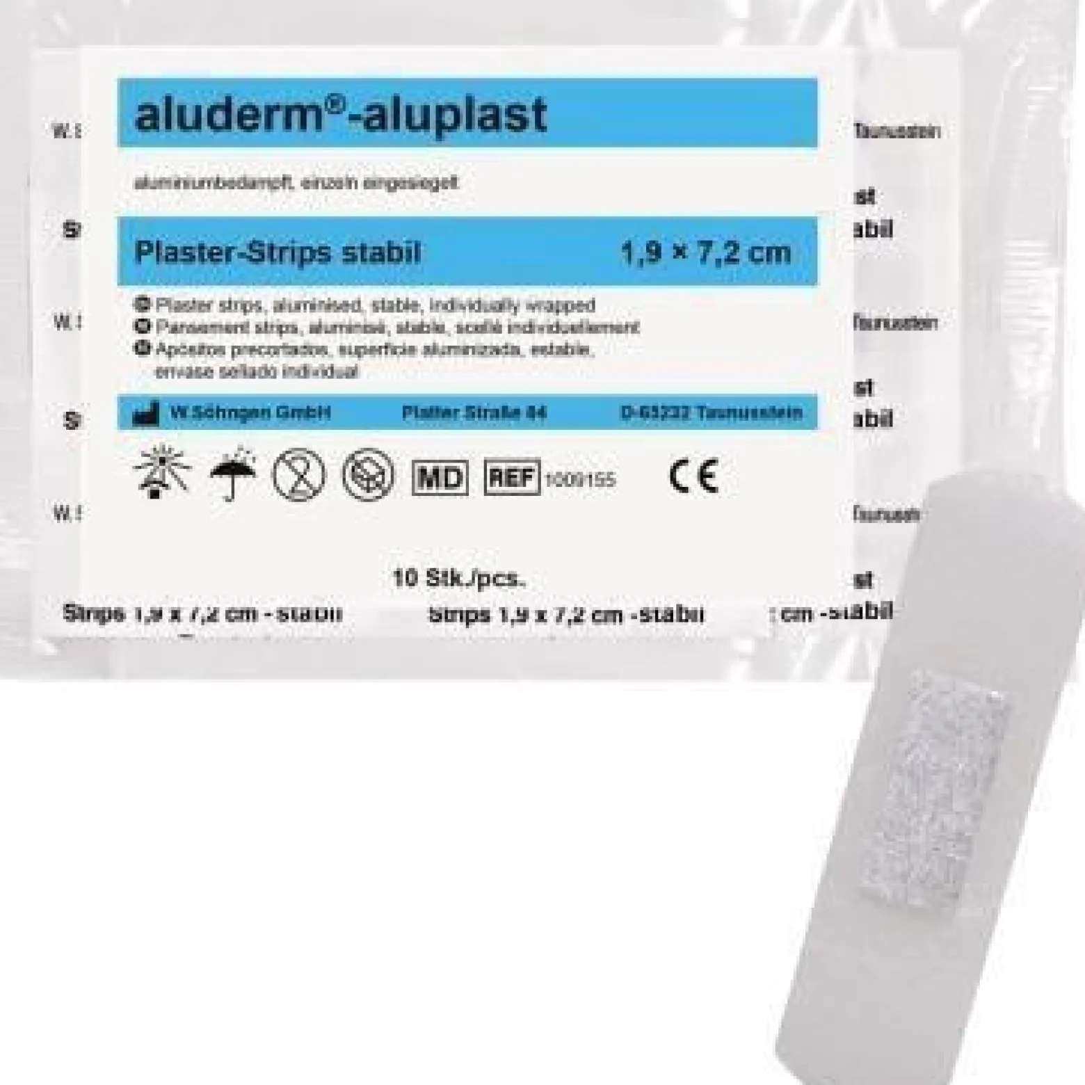 aluderm Pflaster aluplast Strips 1009155 1,9x7,2cm 10 St./Pack.