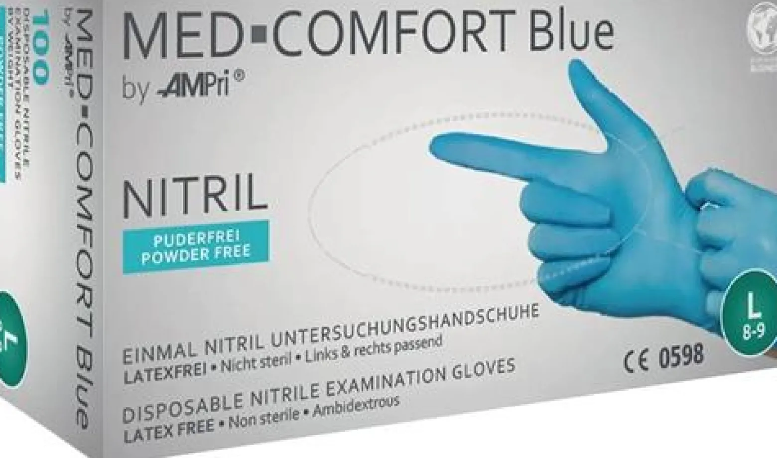 AMPri 100x Einweghandschuhe Med Comfort Blue Gr. M blau - 01192-M