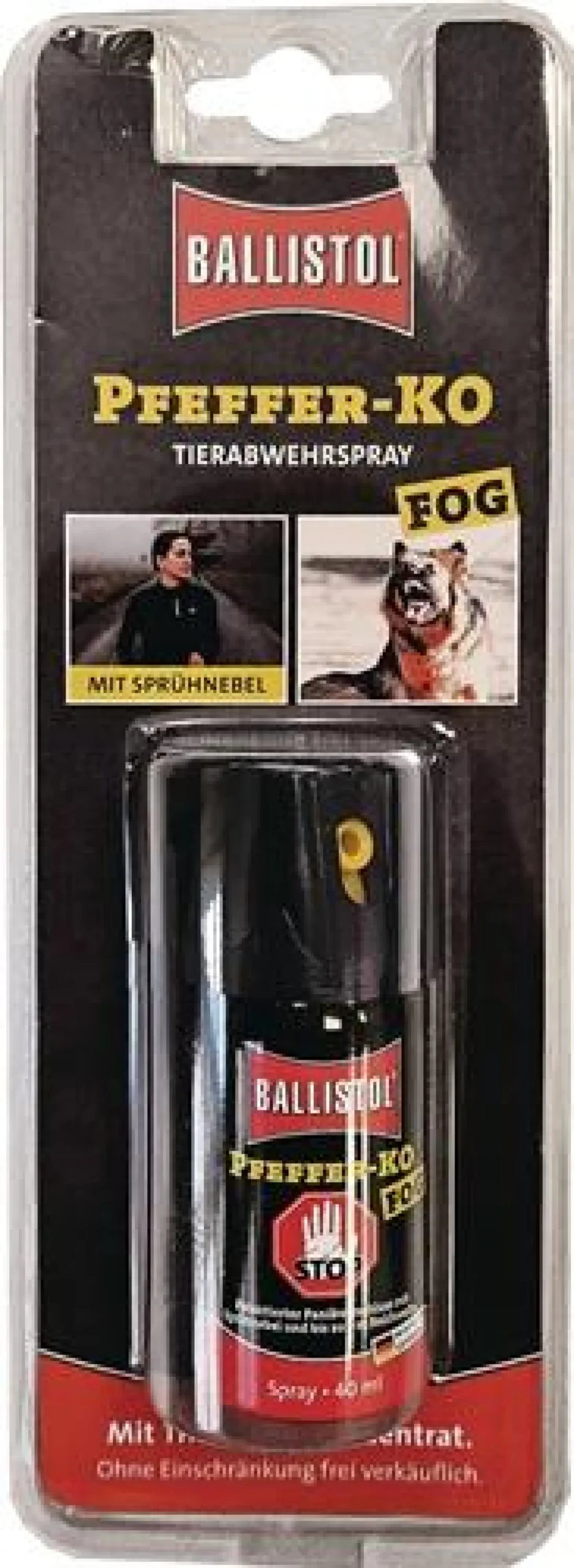 BALLISTOL Tierabwehrspray Pfefferspray FOG 40ml mit Gürtelclip Spraydose - 24416