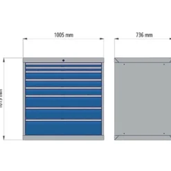 Bedrunka+Hirth Schubladenschrank Tiefe 736 mm R 24-24 9x Schublade BxTxH 705x736x 1.019 mm - 700/1710V10A