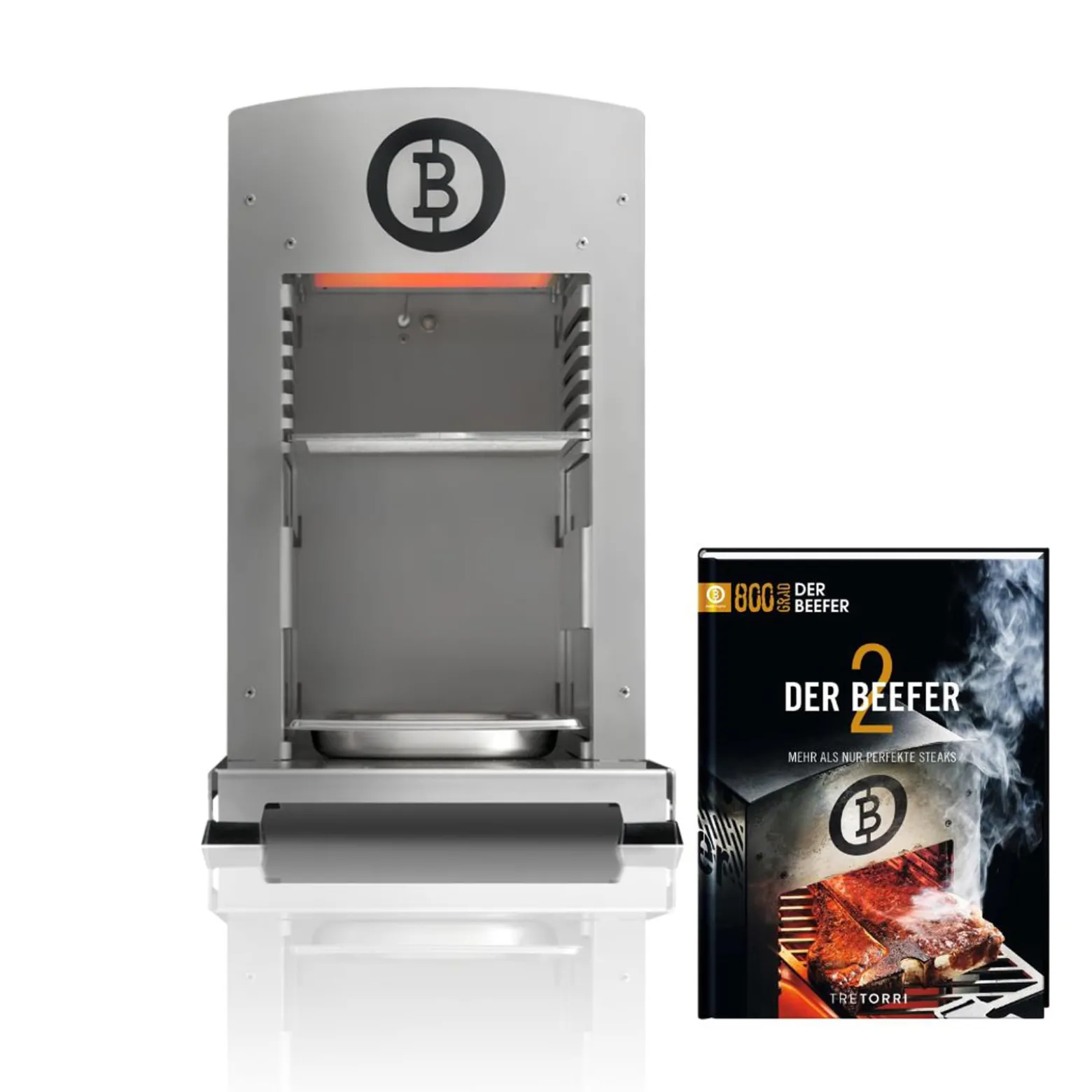 BEEFER One Pro DE/AT 50 mbar Propan 800°C Oberhitzegrill mit Kochbuch "Der BEEFER 2" im Set - 1110001-Set2