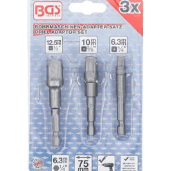 BGS Adapter-Satz für Bohrmaschinen Außensechskant Antrieb 6,3 mm (1/4") Abtrieb Außensechskant 6,3 mm (1/4") / 10 mm (3/8") / 12,5 mm (1/2") / 3tlg. - 9685