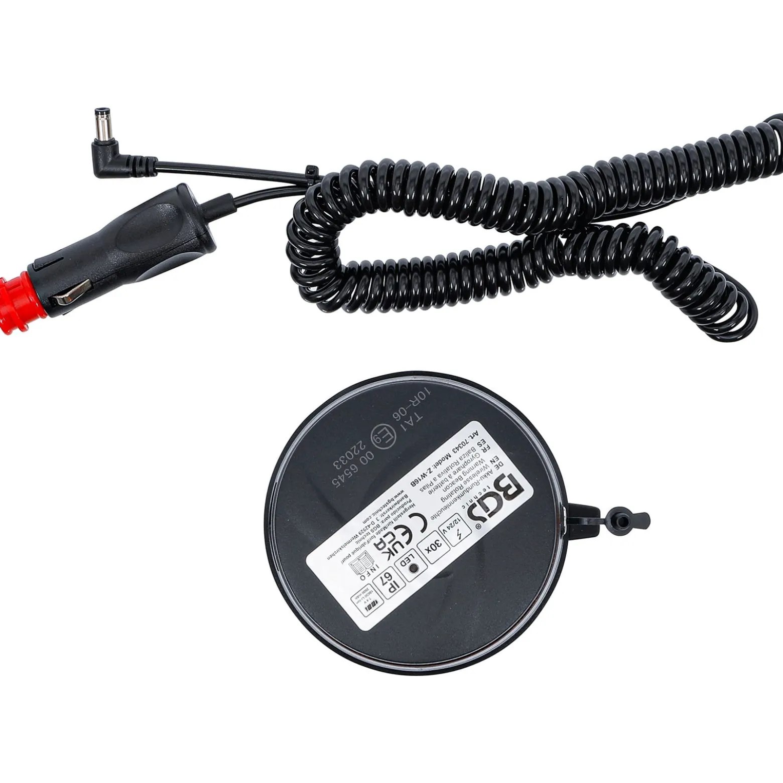BGS Akku-Rundumkennleuchte gelb mit Magnet 12 V / 24 V Ø 130 mm - 70343