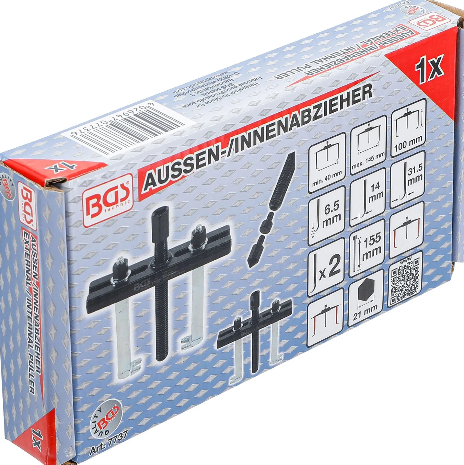 BGS Außen-/Innenabzieher 2-armig 40 - 145 mm / 70 - 170 mm - 7737