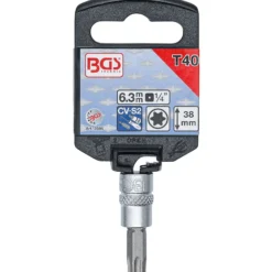 BGS Bit-Einsatz Antrieb Innenvierkant 6,3 mm (1/4") T-Profil (für Torx) T40 - 2596