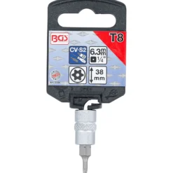 BGS Bit-Einsatz Antrieb Innenvierkant 6,3 mm (1/4") T-Profil (für Torx) mit Bohrung T8 - 2356
