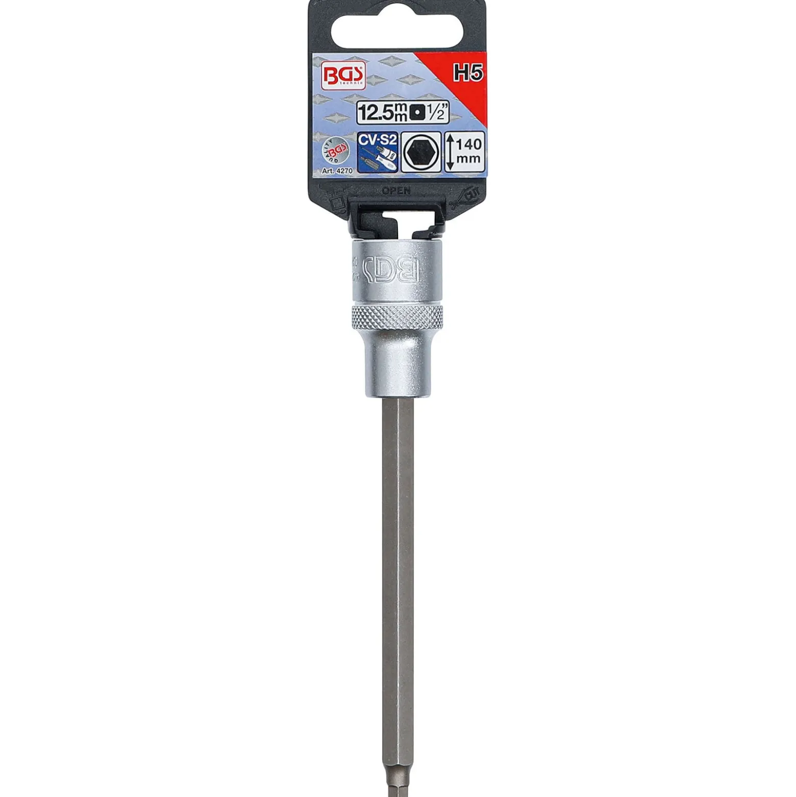 BGS Bit-Einsatz Länge 140 mm Antrieb Innenvierkant 12,5 mm (1/2") Innensechskant 5 mm - 4270