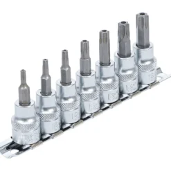 BGS Bit-Einsatz-Satz Antrieb Innenvierkant 10 mm (3/8") T-Profil (für Torx) mit Bohrung T15 - T50 7tlg. - 9341