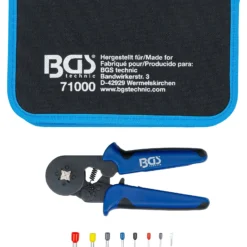 BGS Crimpzange für Aderendhülsen 0,25 - 10 mm² mit Aderendhülsen-Sortiment 0,5 - 10 mm² - 71000