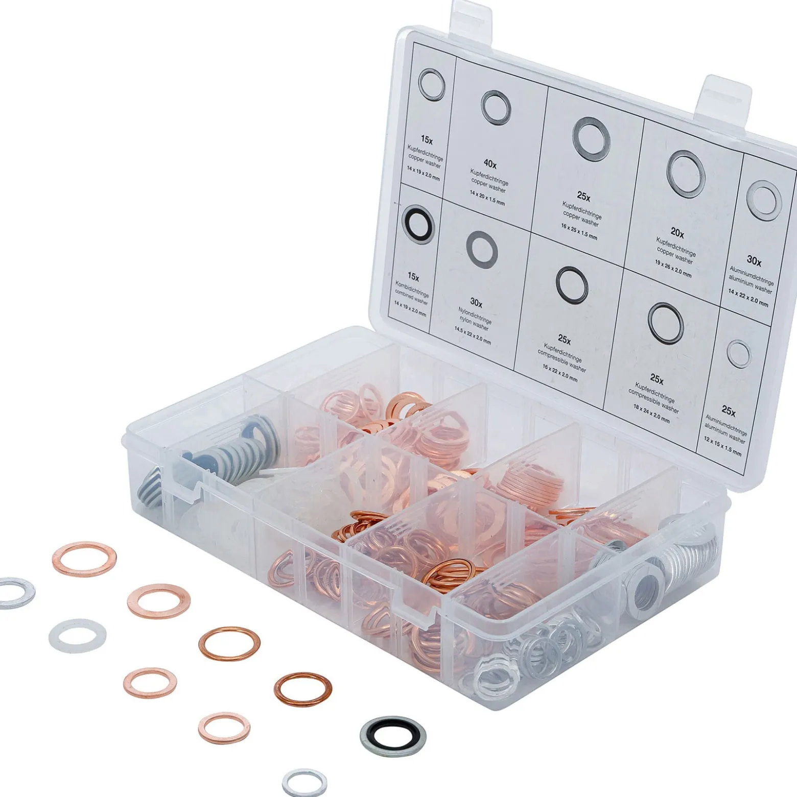 BGS Dichtring-Sortiment Kupfer / Aluminium / Nylon 250tlg. - 85225