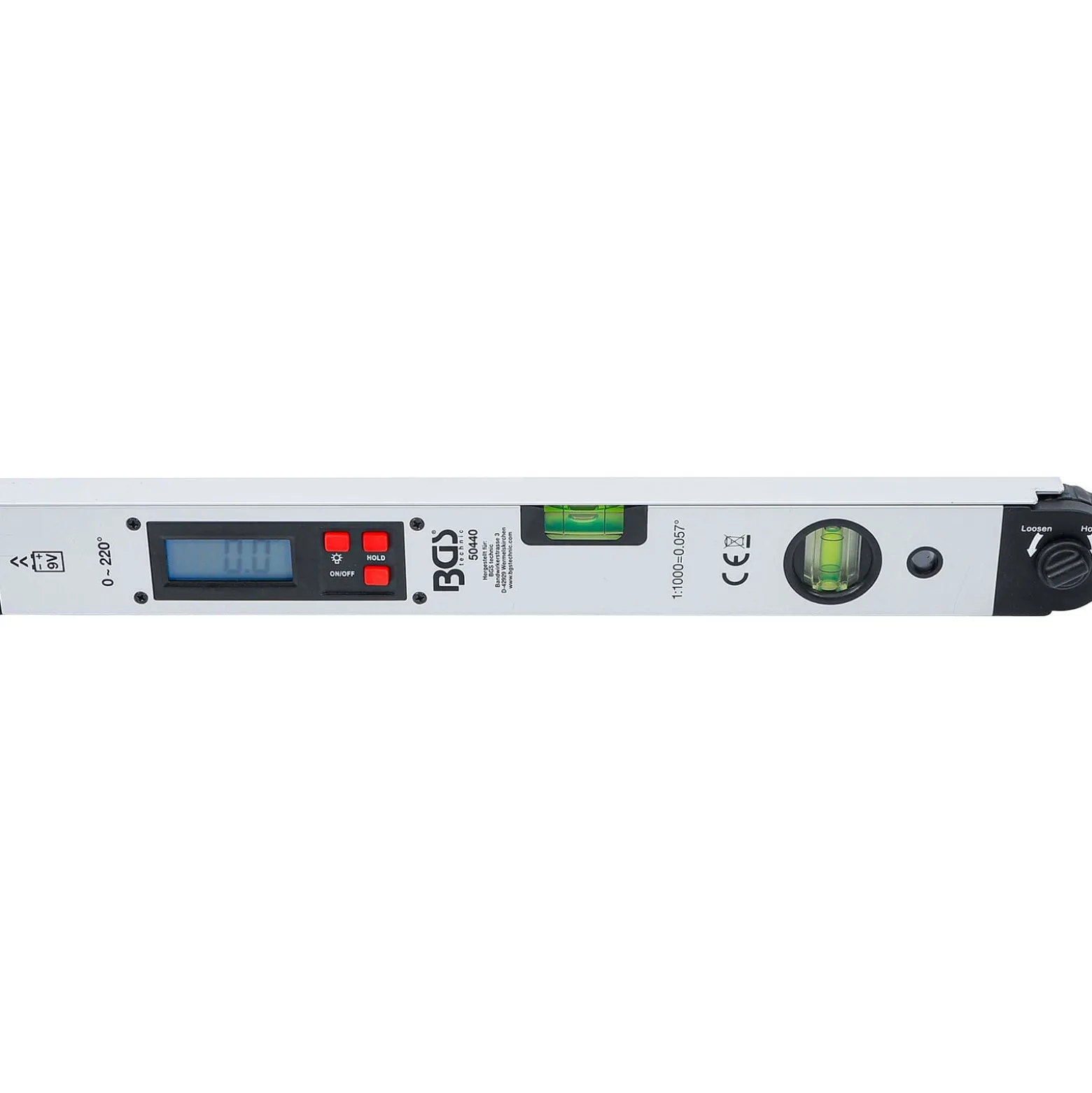 BGS Digitaler LCD-Winkelmesser mit Wasserwaage 450 mm - 50440