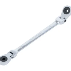 BGS Doppel-Ratschen-Ringschlüssel abwinkelbar mit E-Profil Ringköpfen SW E6 x E8 - 71028-6X8