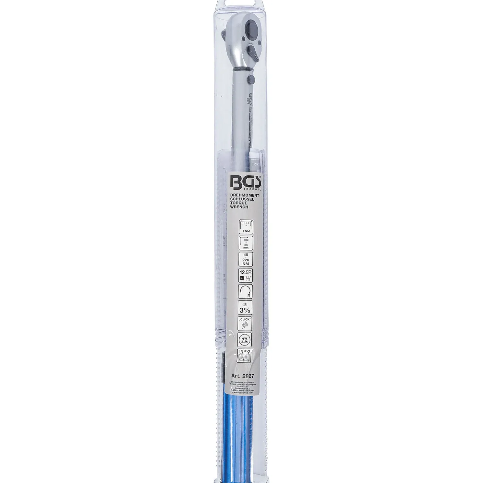 BGS Drehmomentschlüssel Abtrieb Außenvierkant 12,5 mm (1/2") 40 - 220 Nm - 2827