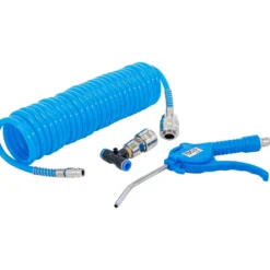 BGS Druckluft-Ausblaspistole mit Druckluft-Spiralschlauch und T-Verbinder - 74253