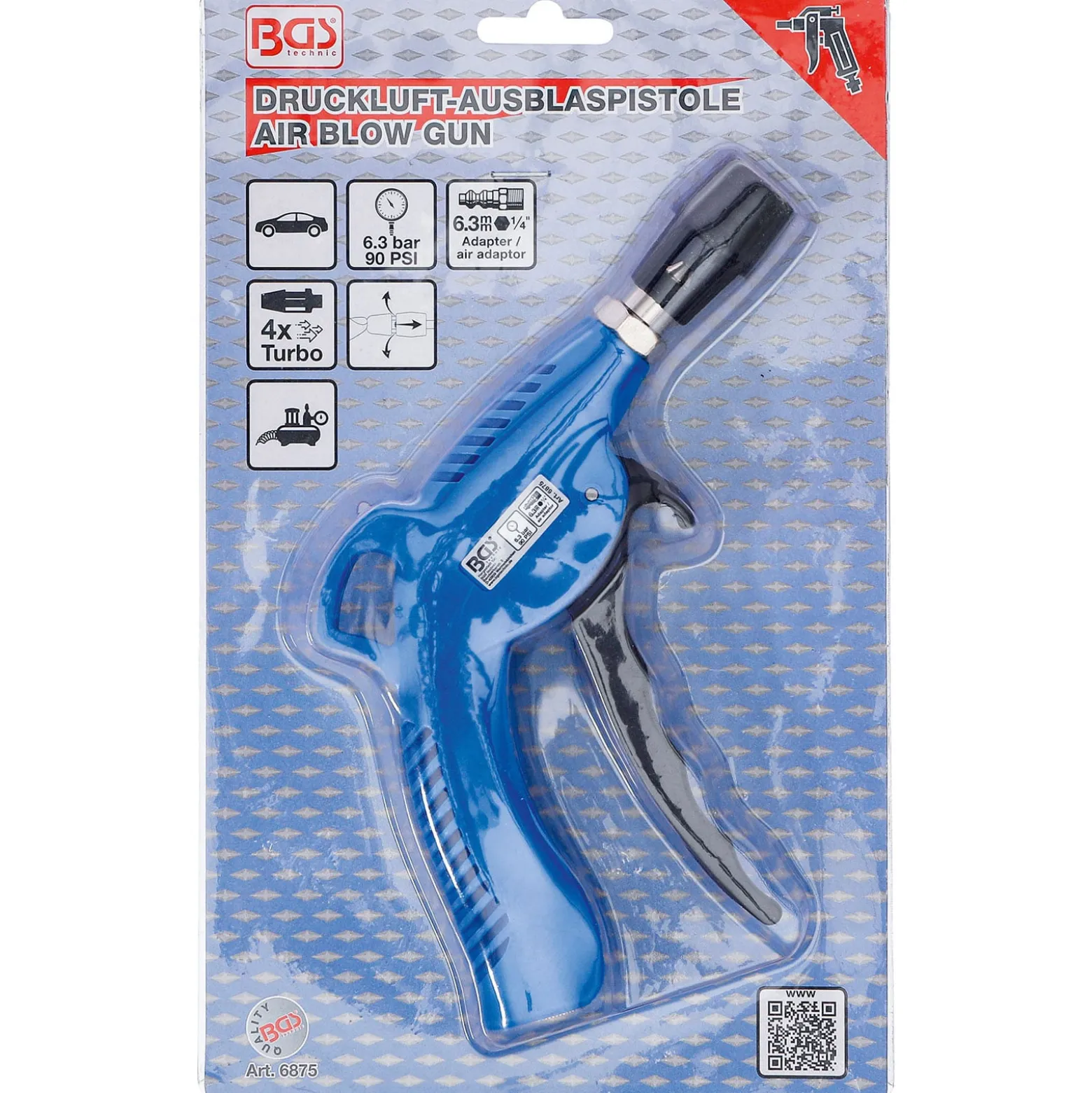 BGS Druckluft-Ausblaspistole mit Turbo Venturidüse - 6875