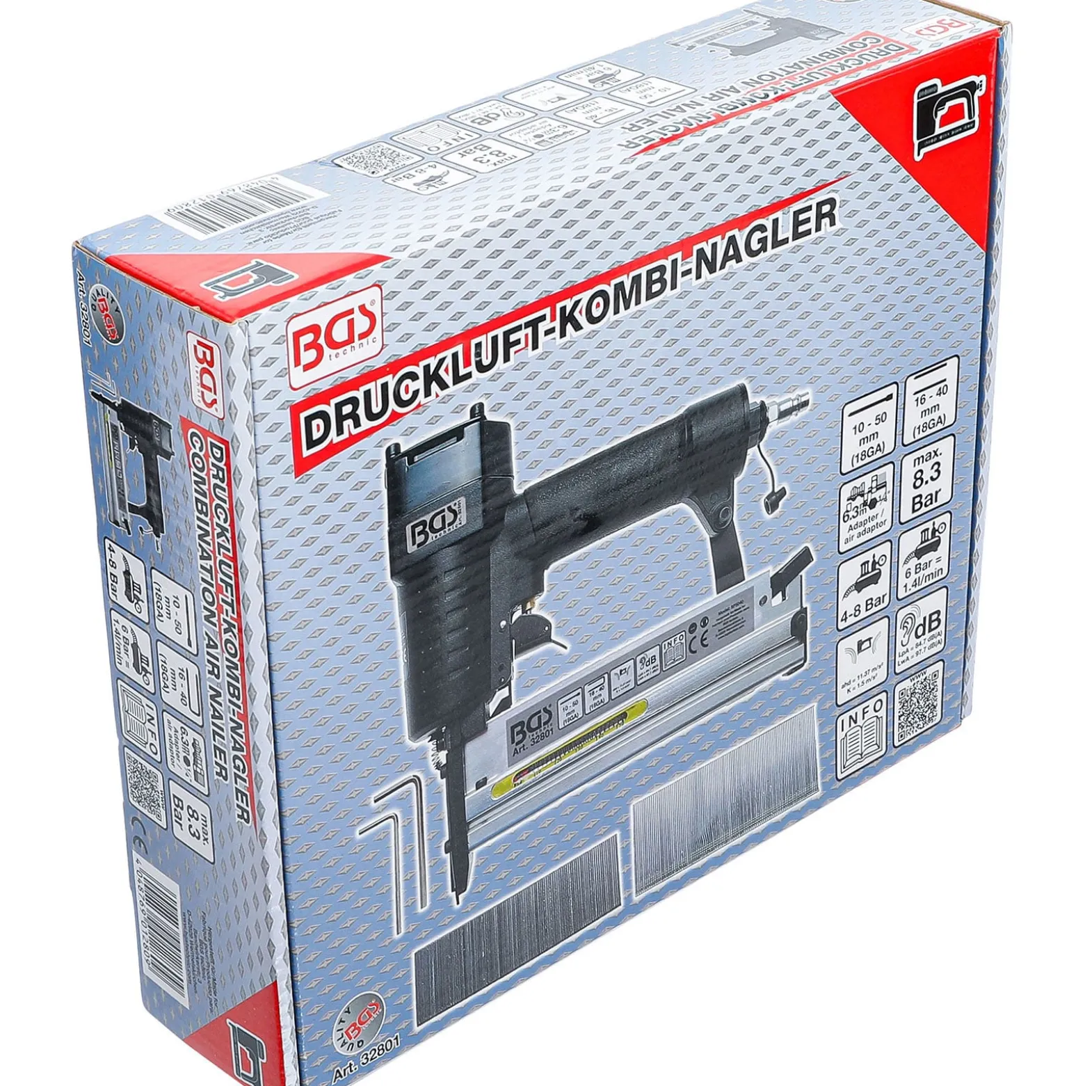 BGS Druckluft-Kombi-Nagler 50 mm - 32801