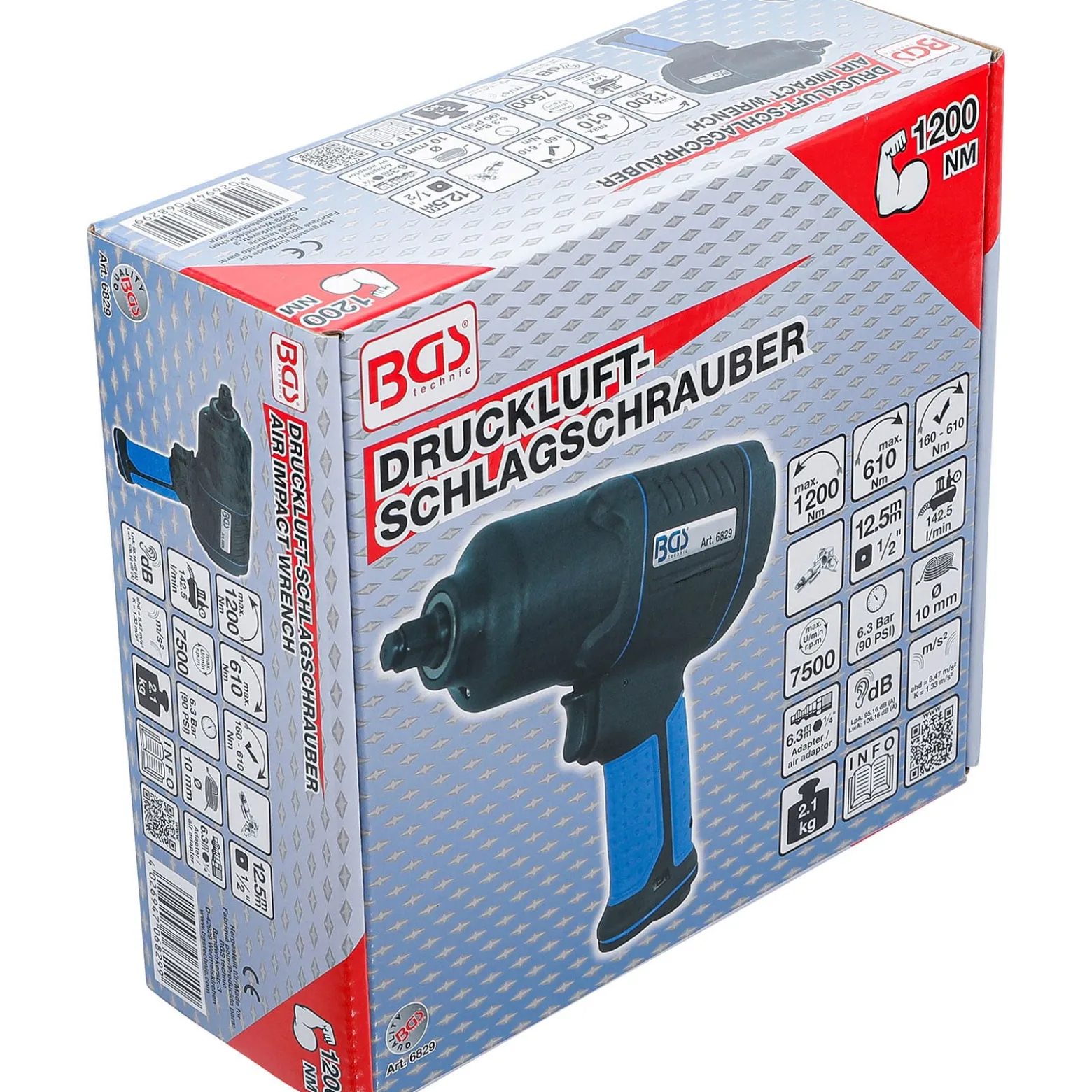 BGS Druckluft-Schlagschrauber 12,5 mm (1/2") 1200 Nm - 6829