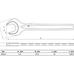 BGS Einmaulschlüssel DIN 894 SW 13 mm - 34213