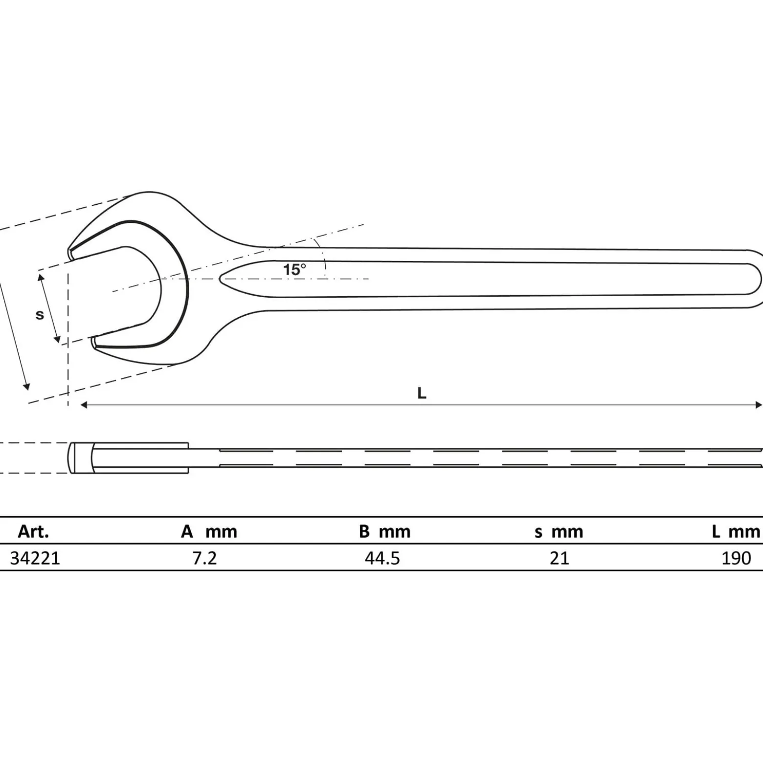 BGS Einmaulschlüssel DIN 894 SW 21 mm - 34221