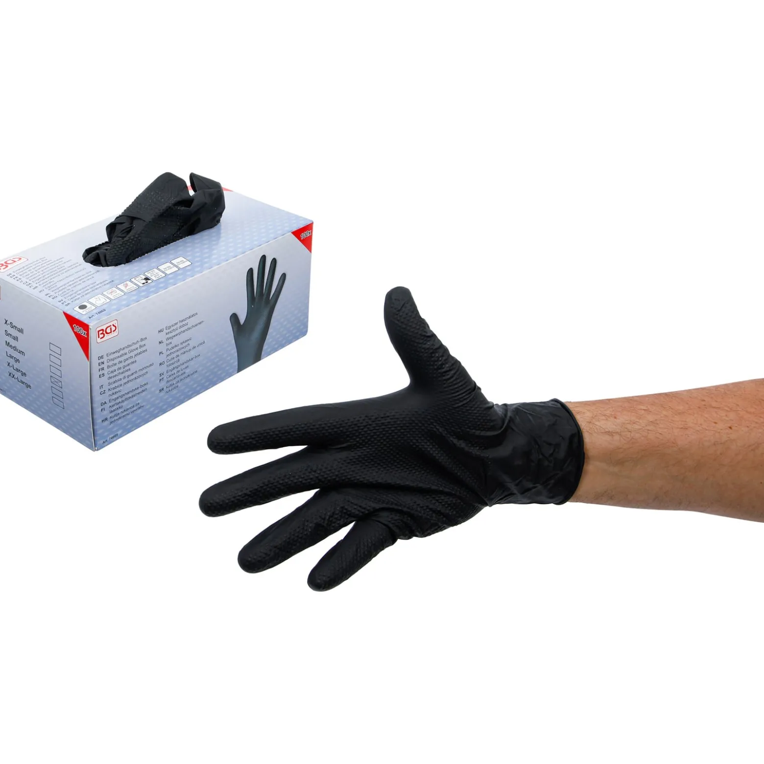 BGS Einweghandschuh-Box | Nitril | mit extra Griffigkeit | Gr. L | 100 St. - 74669