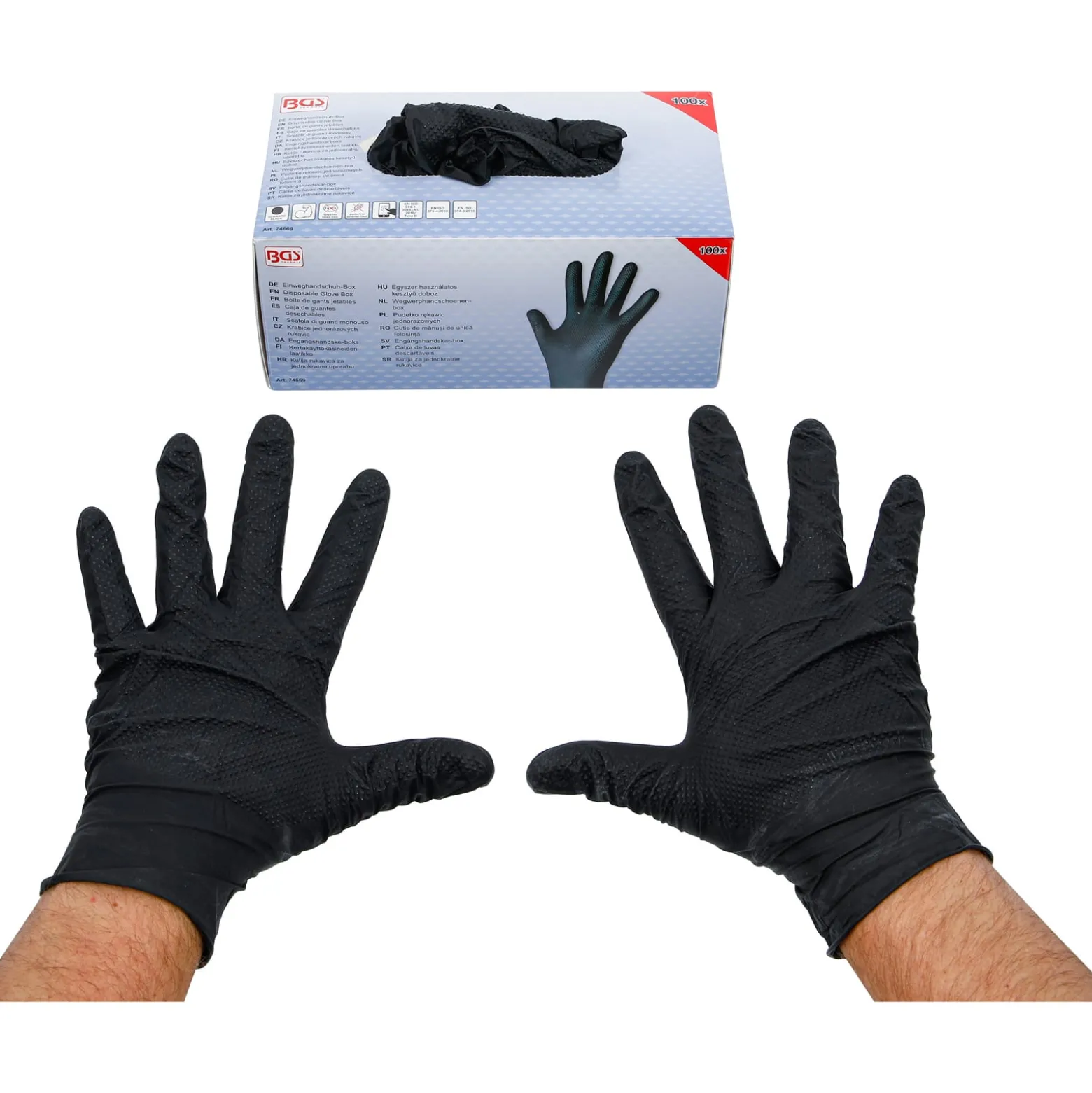 BGS Einweghandschuh-Box | Nitril | mit extra Griffigkeit | Gr. L | 100 St. - 74669