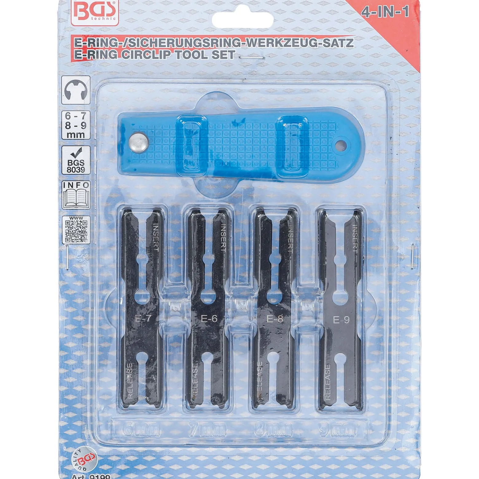 BGS E-Ring-/Sicherungsring-Werkzeug-Satz "4-IN-1" - 9199