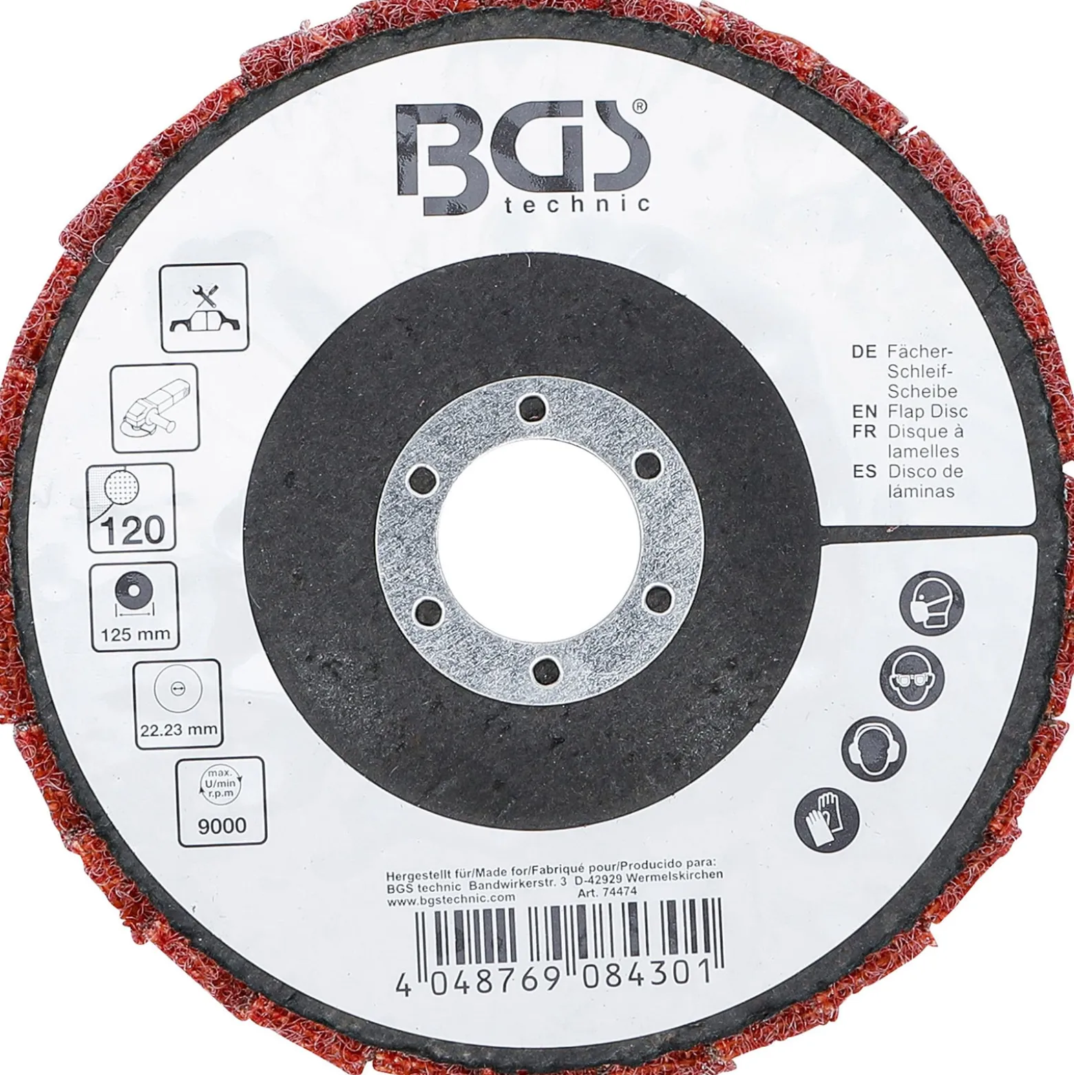BGS Fächer-Schleif-Scheibe Vlies Ø 125 mm Körnung 120 - 74474
