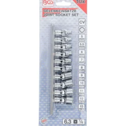 BGS Gelenk-Steckschlüssel-Satz Antrieb Innenvierkant 6,3 mm (1/4") SW 5 - 13 mm 10tlg. - 220
