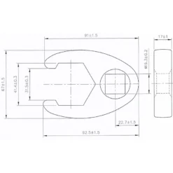 BGS Hahnenfußschlüssel Antrieb Innenvierkant 20 mm (3/4") SW 41 mm - 1759-41