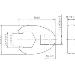 BGS Hahnenfußschlüssel Antrieb Innenvierkant 12,5 mm (1/2") SW 21 mm - 1757-21