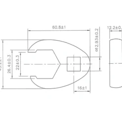 BGS Hahnenfußschlüssel Antrieb Innenvierkant 12,5 mm (1/2") SW 26 mm - 1757-26