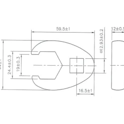 BGS Hahnenfußschlüssel Antrieb Innenvierkant 12,5 mm (1/2") SW 24 mm - 1757-24