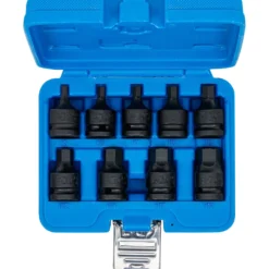 BGS Kraft-Bit-Einsatz-Satz Antrieb Innenvierkant 12,5 mm (1/2") Innensechskant 5 - 19 mm 9tlg. - 5485