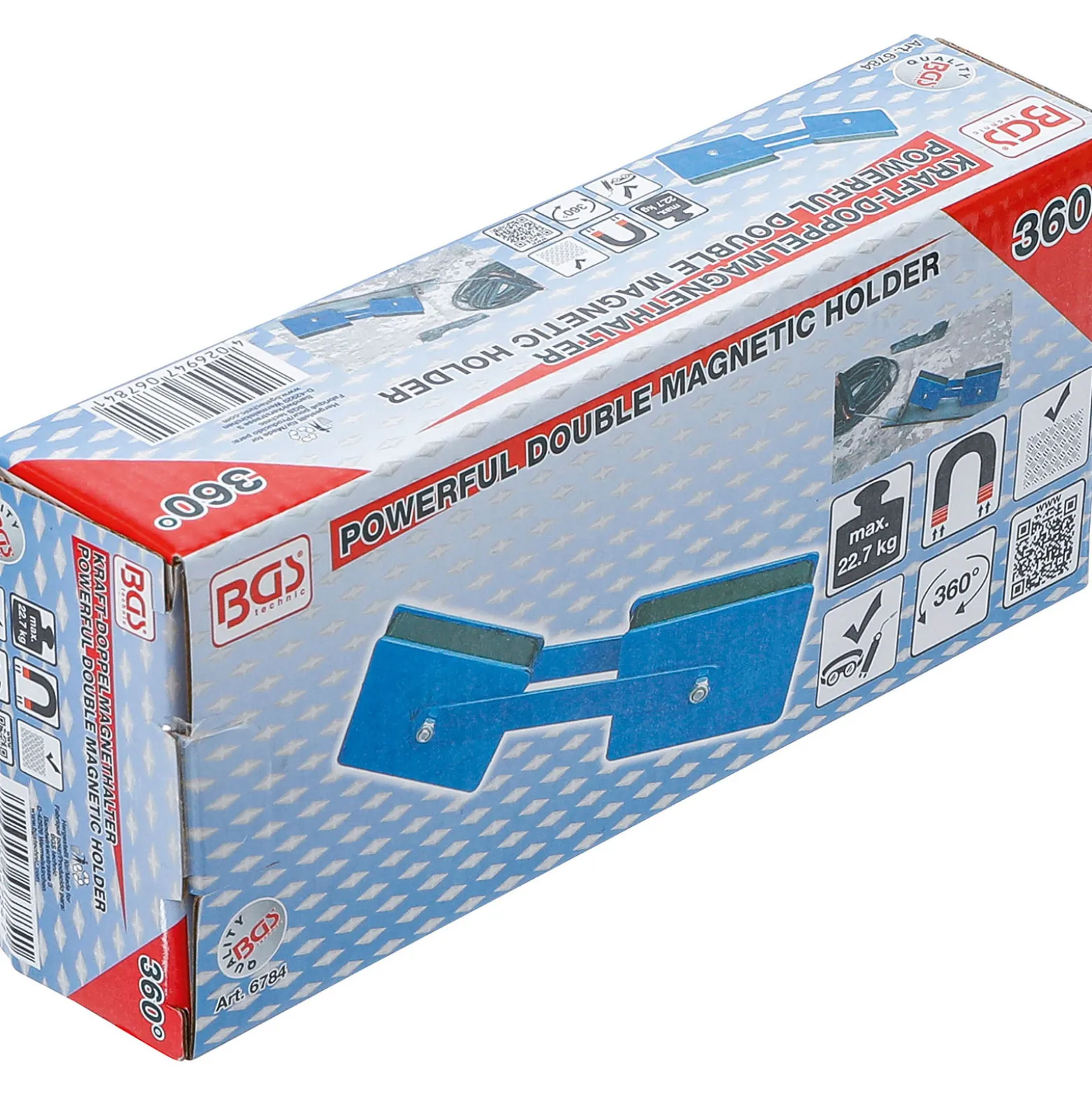 BGS Kraft-Doppelmagnethalter Winkel einstellbar 22,7 kg - 6784