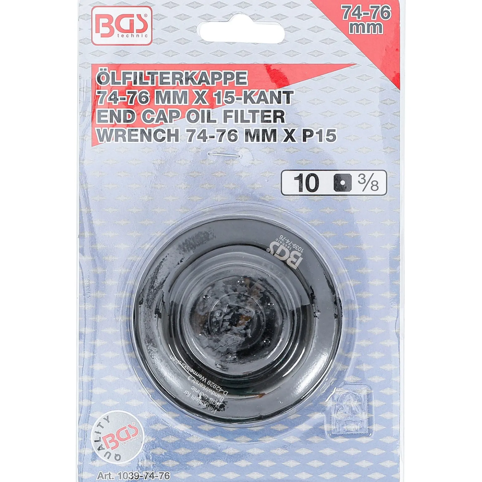 BGS Ölfilterschlüssel 15-kant Ø 74 - 76 mm für Audi / Ford / Mercedes-Benz / Opel / VW - 1039-74-76