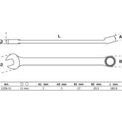 BGS Maul-Ringschlüssel extra lang SW 11 mm - 1228-11
