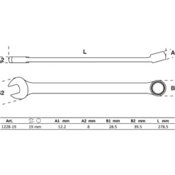 BGS Maul-Ringschlüssel extra lang SW 19 mm - 1228-19
