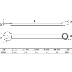 BGS Maul-Ringschlüssel extra lang SW 6 mm - 1228-6
