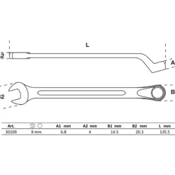 BGS Maul-Ringschlüssel gekröpft SW 9 mm - 30109