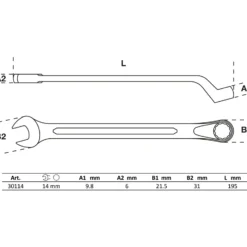 BGS Maul-Ringschlüssel gekröpft SW 14 mm - 30114