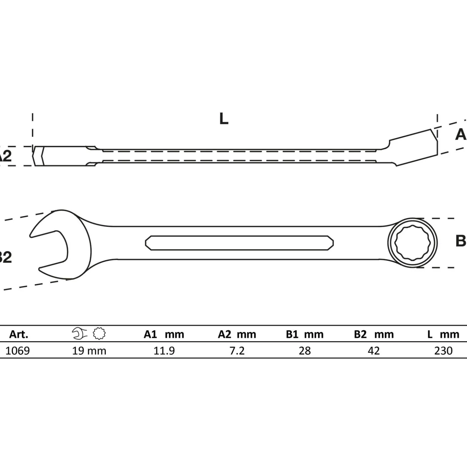 BGS Maul-Ringschlüssel SW 19 mm - 1069
