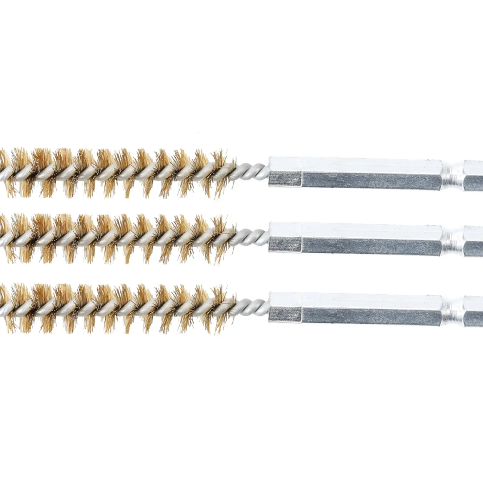BGS Messingbürste 15 mm Antrieb Außensechskant 6,3 mm (1/4") 3tlg. - 3078-15-M