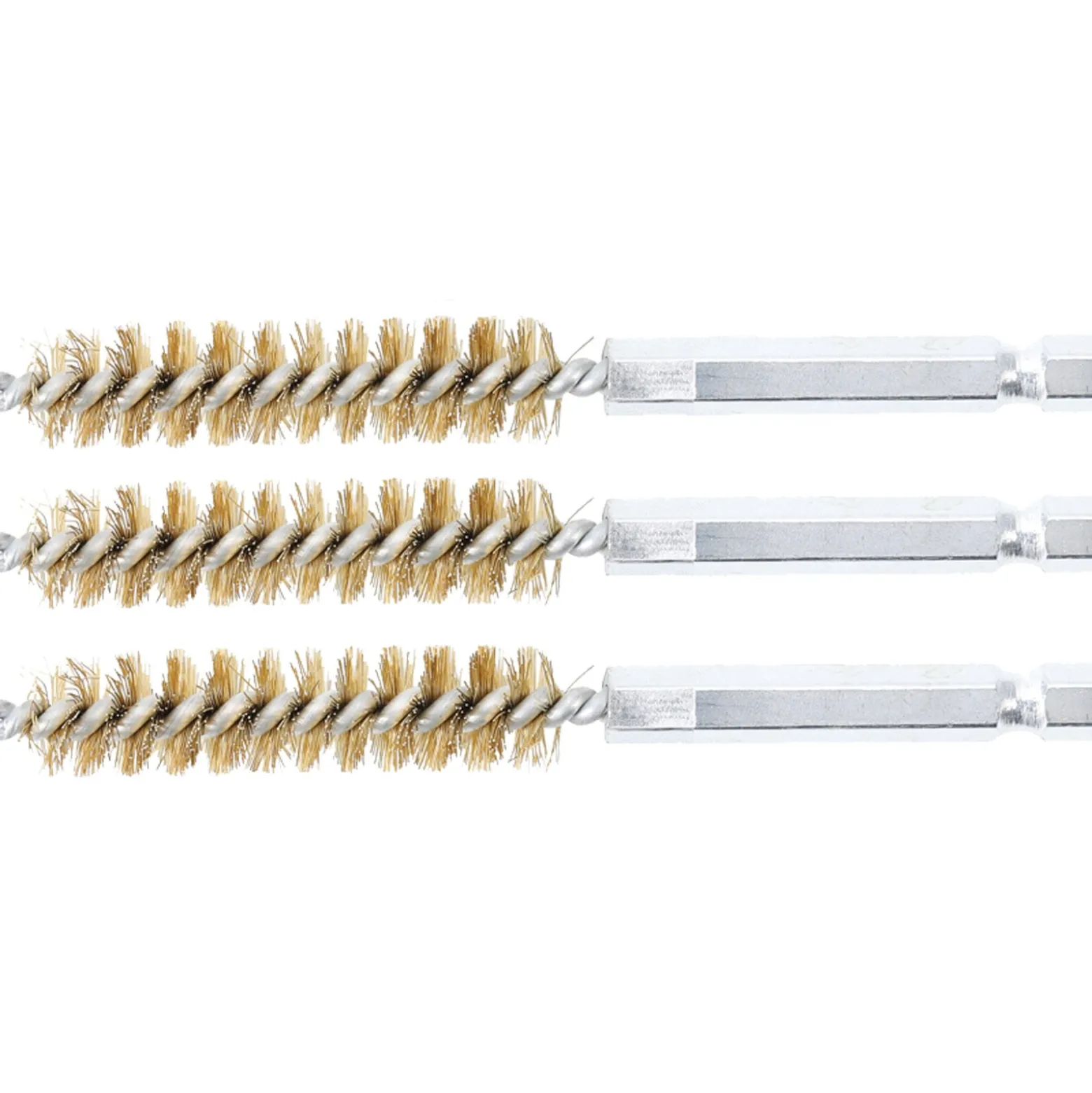 BGS Messingbürste 11 mm Antrieb Außensechskant 6,3 mm (1/4") 3tlg. - 3078-11-M