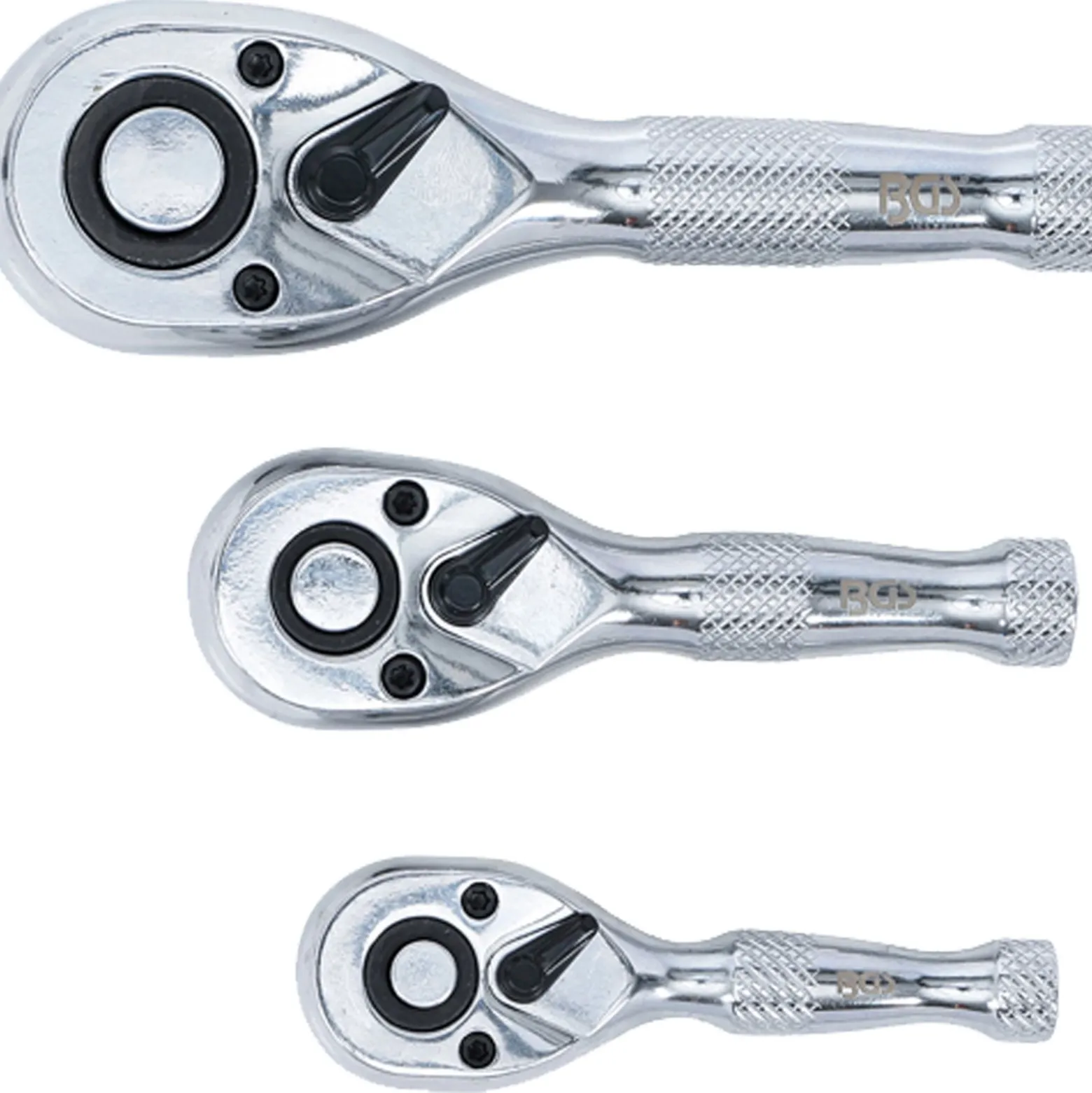 BGS Mini-Umschaltknarren-Satz 6,3 mm (1/4") / 10 mm (3/8") / 12,5 mm (1/2") 3tlg. - 215