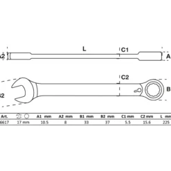 BGS Ratschenring-Maulschlüssel umschaltbar SW 17 mm - 6617