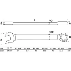 BGS Ratschenring-Maulschlüssel SW 14 mm - 6514