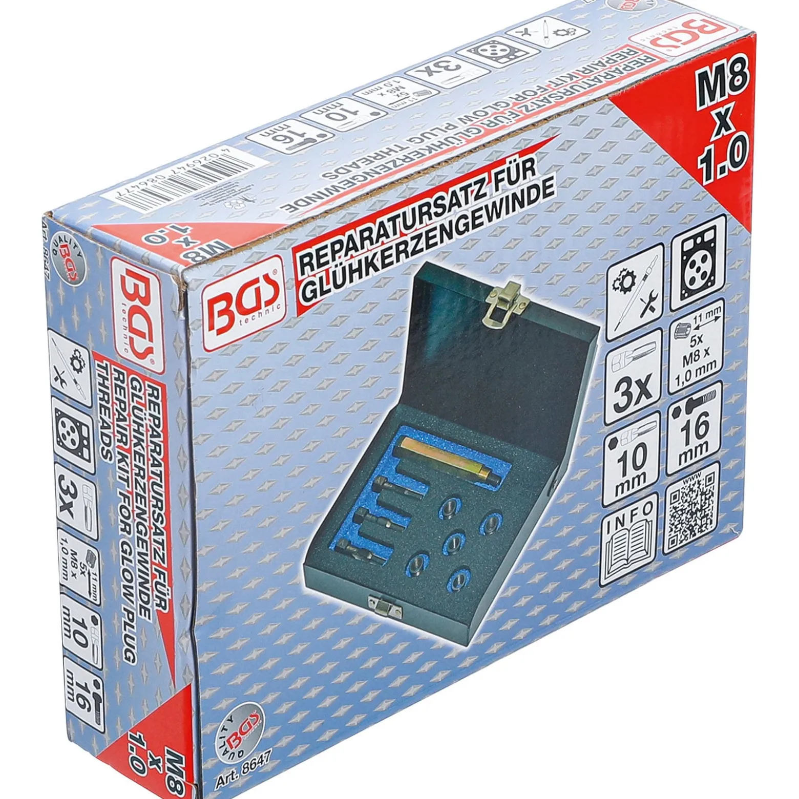 BGS Reparatursatz für Glühkerzengewinde M8 x 1,0 - 8647