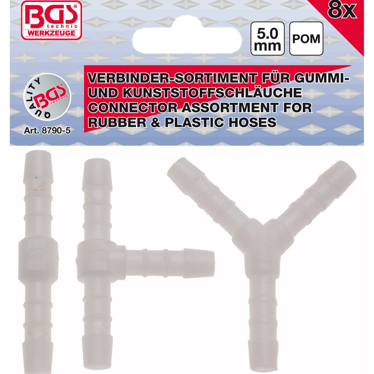 BGS Schlauchverbinder-Sortimente kraftstoffbeständig 5 mm 8 tlg. - 8790-5
