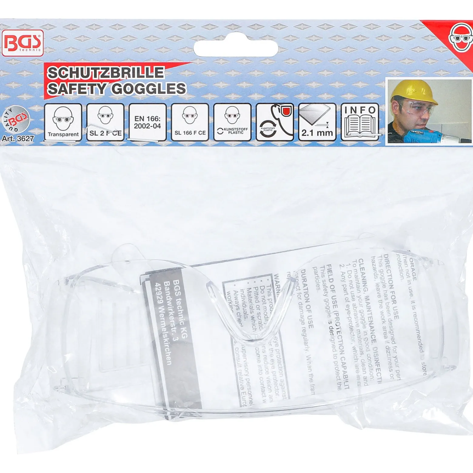 BGS Schutzbrille transparent - 3627