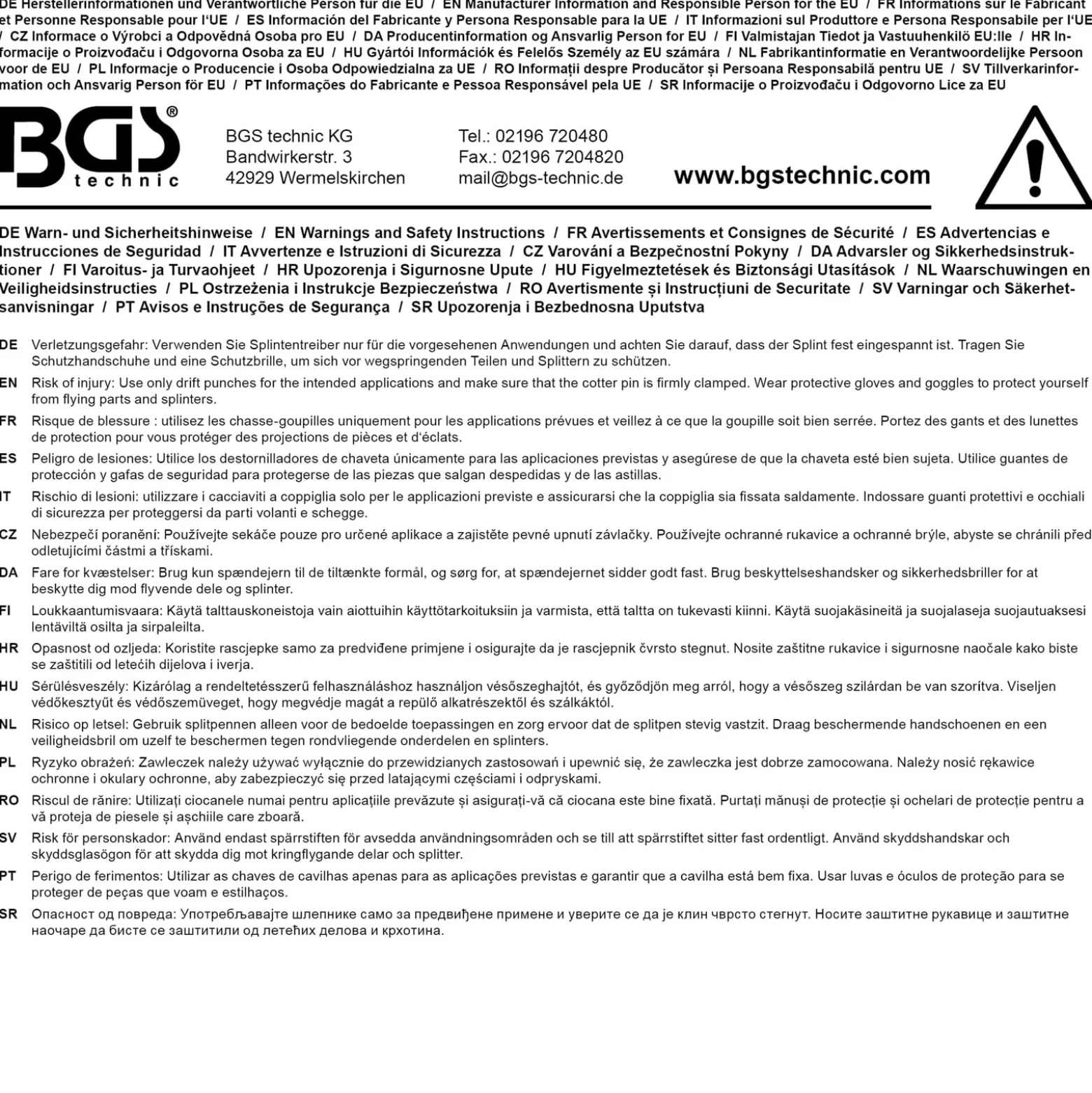 BGS Splintentreiber-Satz | mit Handschutz | 180 mm | 3 - 8 mm | 6-tlg. - 74591